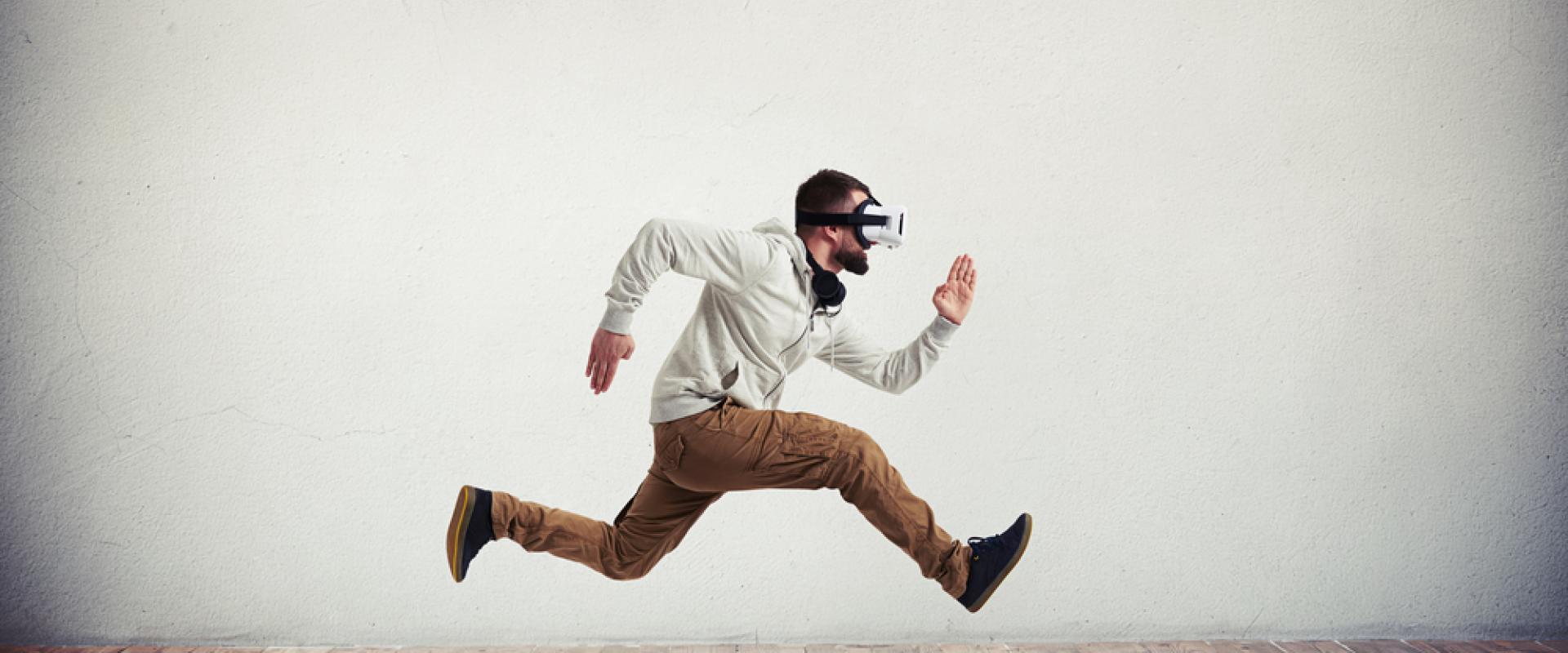 man running with vr headset